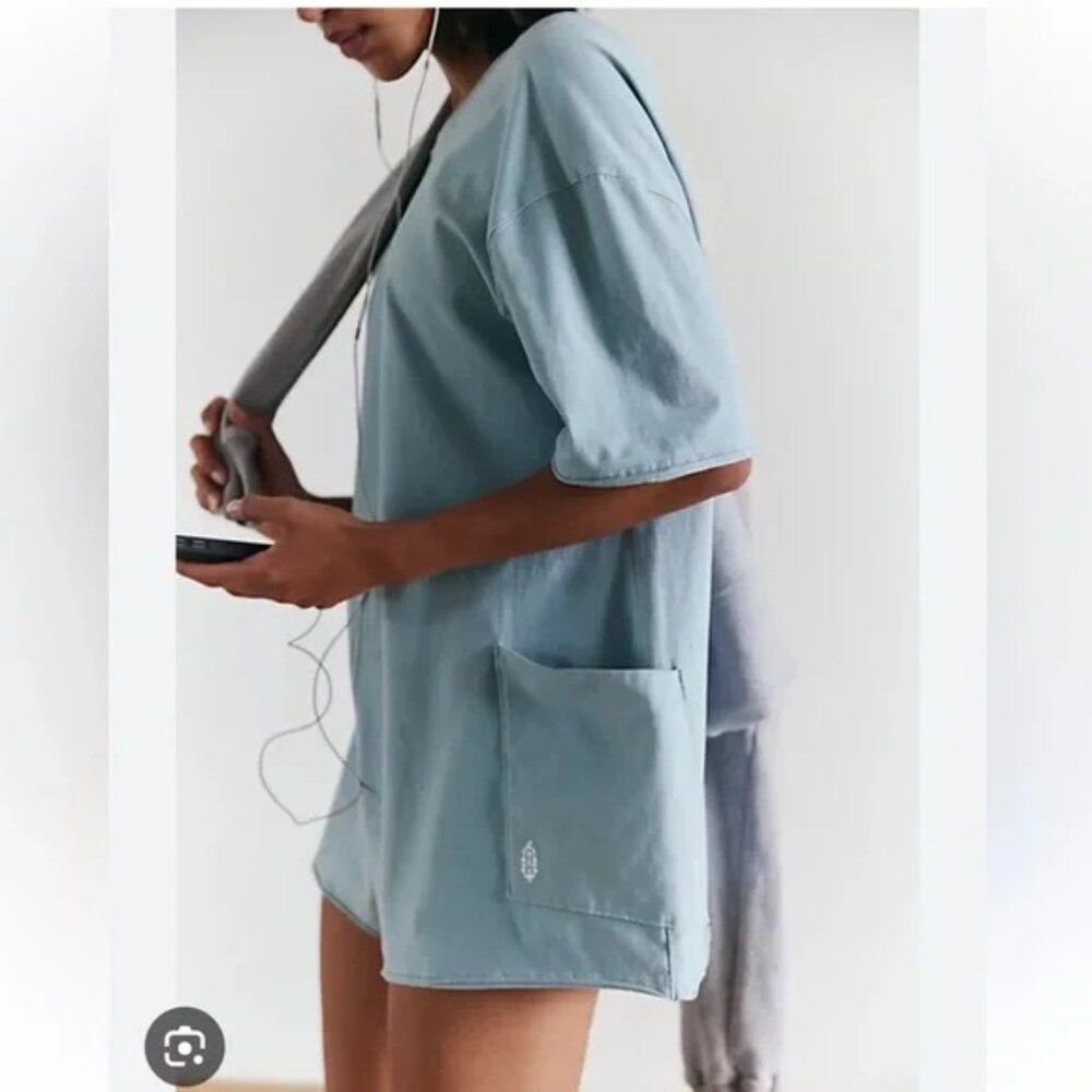 NWT Free People Hot Shot Tee Romper Eucalyptus size- MEDIUM - Picture 2 of 5